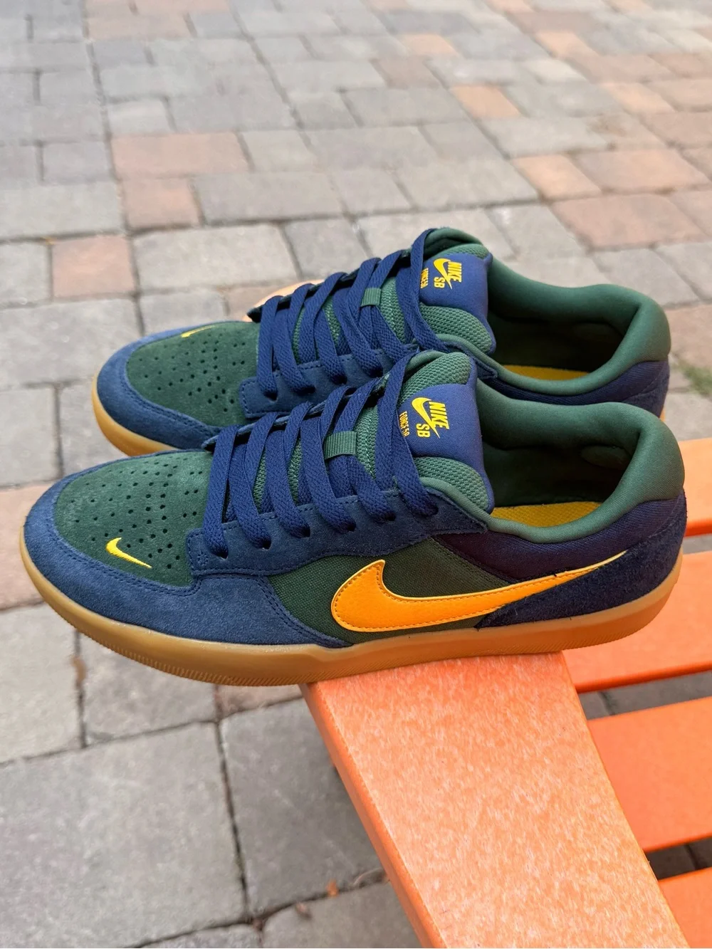 Men’s Nike SB Force 58 Skateboard Shoes Navy Brown Gold US Size 8.5 (DV5477-402)